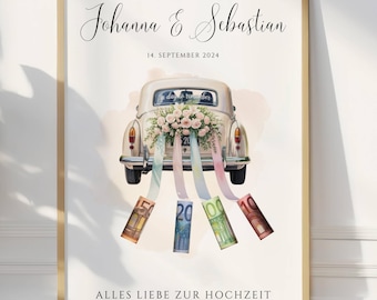 Wedding gift | Wedding cash gift | Wedding car money | DIY personalized gift for the bride and groom | Digital download A4