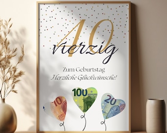 Presente em dinheiro para aniversário de 40 anos | Dinheiro para presente de aniversário | Feliz aniversário de 40 anos | Presente de aniversário de 1984 | Presente de última hora