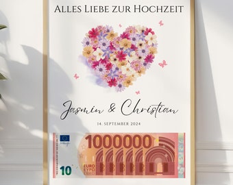 Gepersonaliseerde huwelijksgeldcadeau | Je eerste miljoen | Cadeau voor de bruid en bruidegom | Huwelijkscadeau | DIY-cadeau voor vrienden