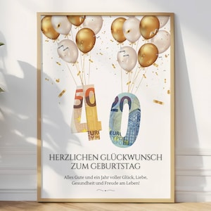 Cadeau en argent pour le 40e anniversaire | cadeau créatif pour papa maman collègue| Joyeux anniversaire 40 | Faire un cadeau d'argent DIY | Ballons | A4