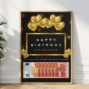 Birthday money gift - your first million picture | Digital birthday gift to print yourself | PDF A4 last-minute gift idea