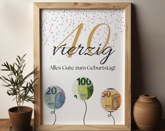 Geschenk zum 40 Geburtstag Geld Geschenk 40. Geburtstag Geldgeschenk Runder Geburtstag Bild Geschenk 1984 Sofort Download