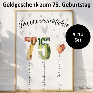 Geldgeschenk 75 Geburtstag Geburtstagsgeschenk Geschenkidee Happy Birthday 75. Geburtstag Geschenk zum 75 Geburtstag 1949 Bild Download PDF