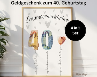 Cash gift for a 40th birthday | Birthday present for Mom and Dad | Happy Birthday image | Gift idea for a 40th birthday 1986 | 4 in 1 PDF