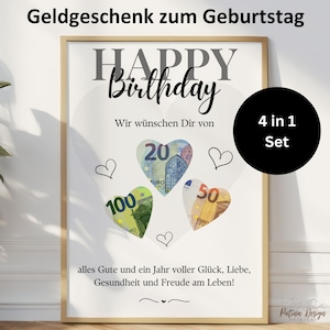 Geldgeschenk zum Geburtstag - Herzlichen Glückwunsch Geld Geschenke Bild Geburtstag Frau Wünsche Karte Geschenk Poster Mann Happy Birthday