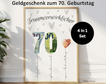 Regalo in denaro 70° compleanno regalo di compleanno idea regalo buon compleanno 70° compleanno regalo per 70° compleanno 1954 download immagine PDF