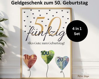 Regalo en efectivo para el 50 cumpleaños, idea de regalo para el 50 cumpleaños, regalo de feliz cumpleaños para el 50 cumpleaños de 1974, descarga de imágenes en PDF