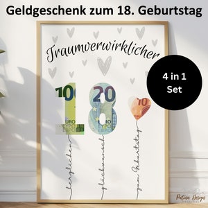 Geldgeschenk 18. Geburtstag | Geburtstagsgeschenk für Sohn Tochter | Happy Birthday 18 | Geschenkidee zum 18. Geburtstag 2007 | 4in1 A4 Bild