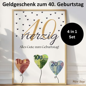 Cadeau en argent pour le 40e anniversaire | Cadeau d'anniversaire pour maman ou papa | Joyeux anniversaire 40 | Idée cadeau pour un 40ème anniversaire en 1985 | 4en1 A4