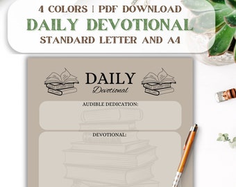 Daily Devotional Journal Template, Christian Bible Study (Digital Download)