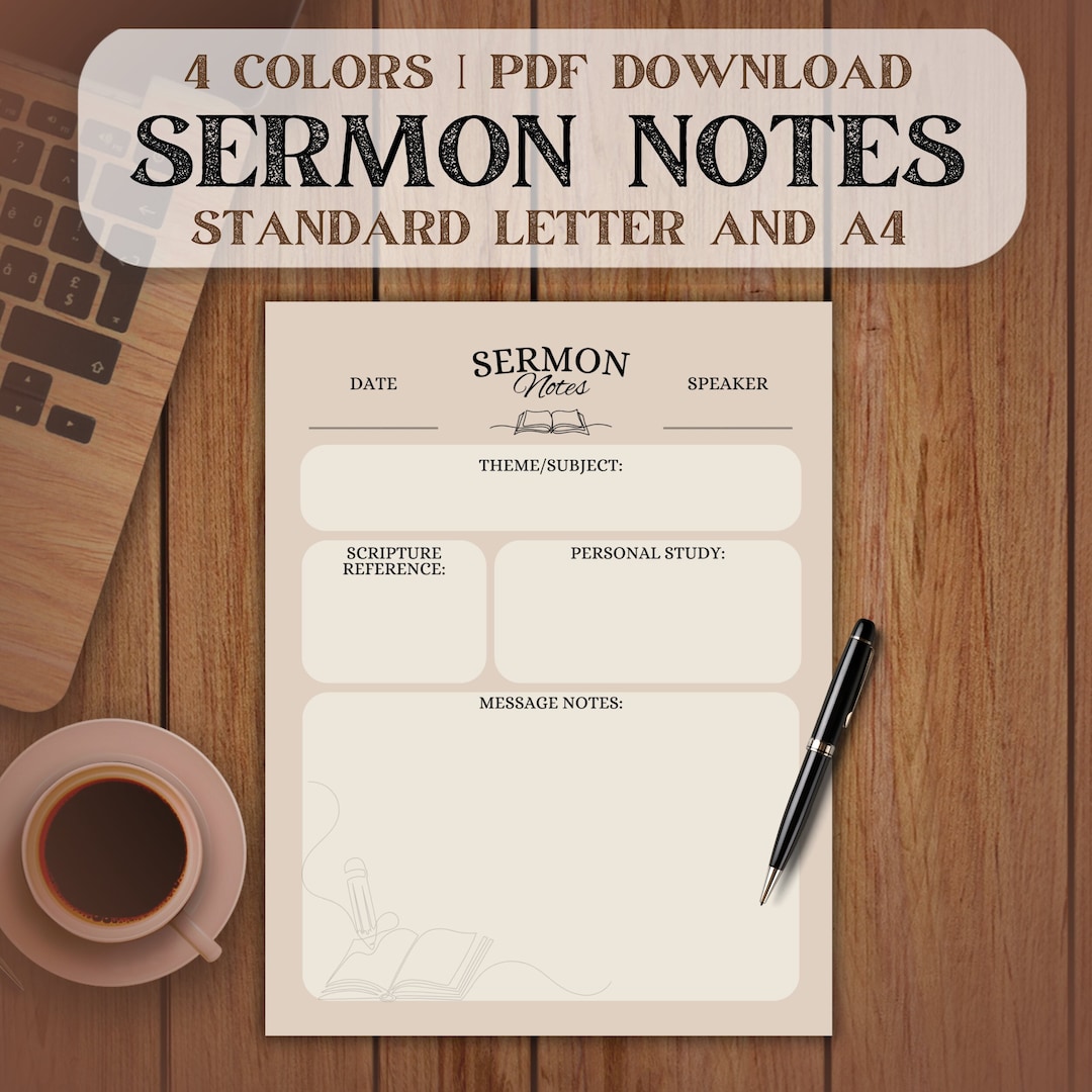 Digital Sermon Note Template/printable Sermon Note Journal/ Sermon Note Digital Sermon Note Template/printable Sermon Note Journal/ Sermon Note