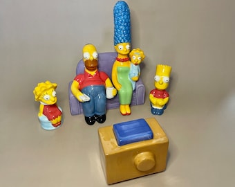 Vintage 1997 the Simpsons Salt & Pepper Shaker Set- 6 Piece MINT