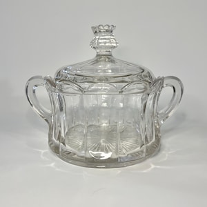 Antique EAPG New Martinsville Glass Covered Biscuit Jar- Placid Pattern #712- Early 1900s Glassware- Collectible Glass- Candy or Cookie Jar
