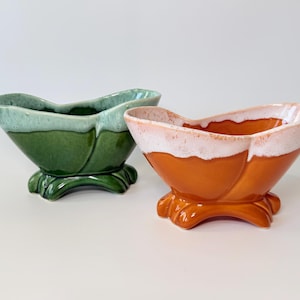 Vintage Hull Pottery Orange & Green Drip Glaze Ceramic Planters #131- Choice Color- Plant Lover Gift- Mid Century Modern Home Decor