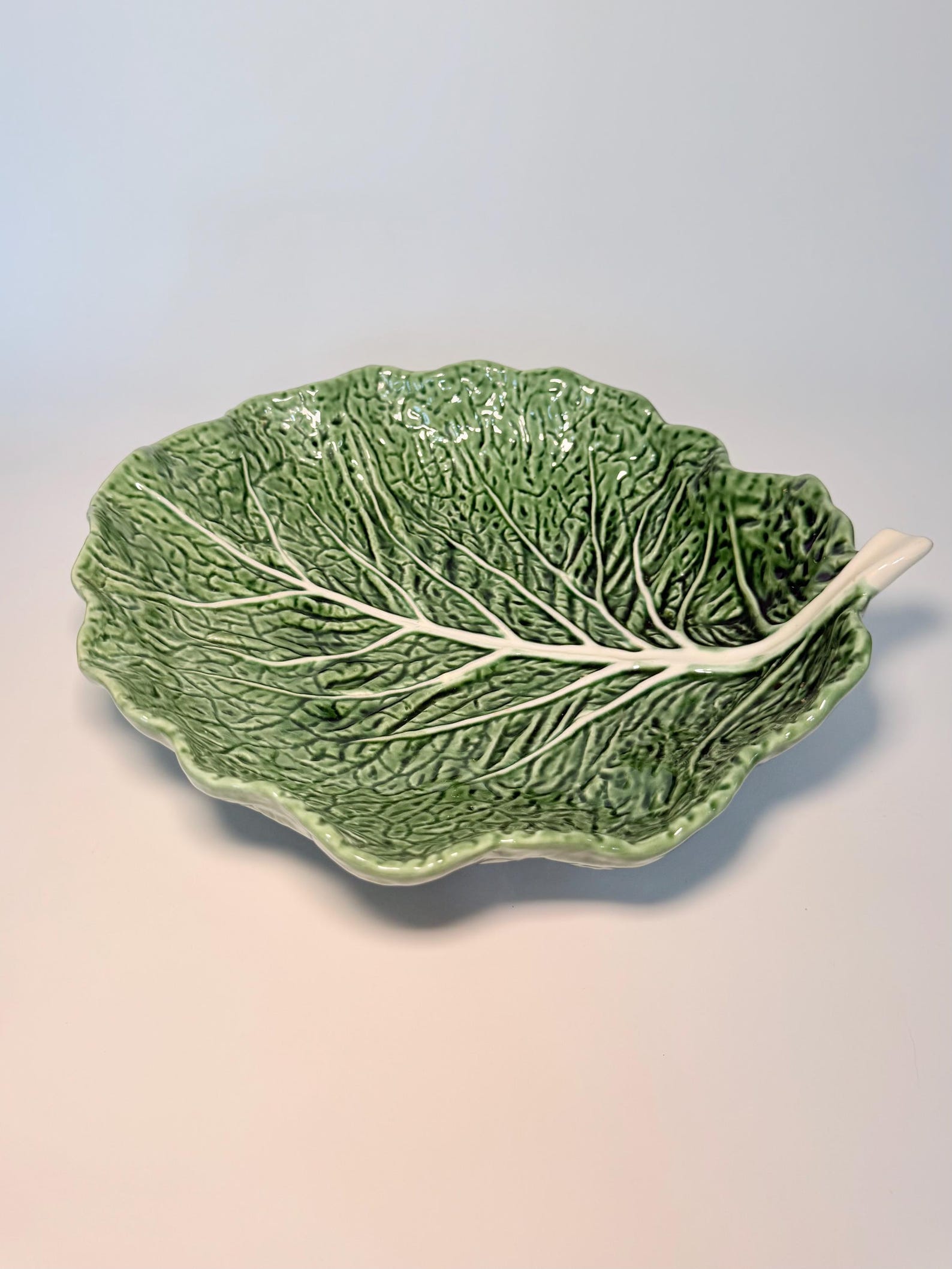 Vintage Bordallo Pinheiro Large Footed Cabbage Leaf Serving Dish