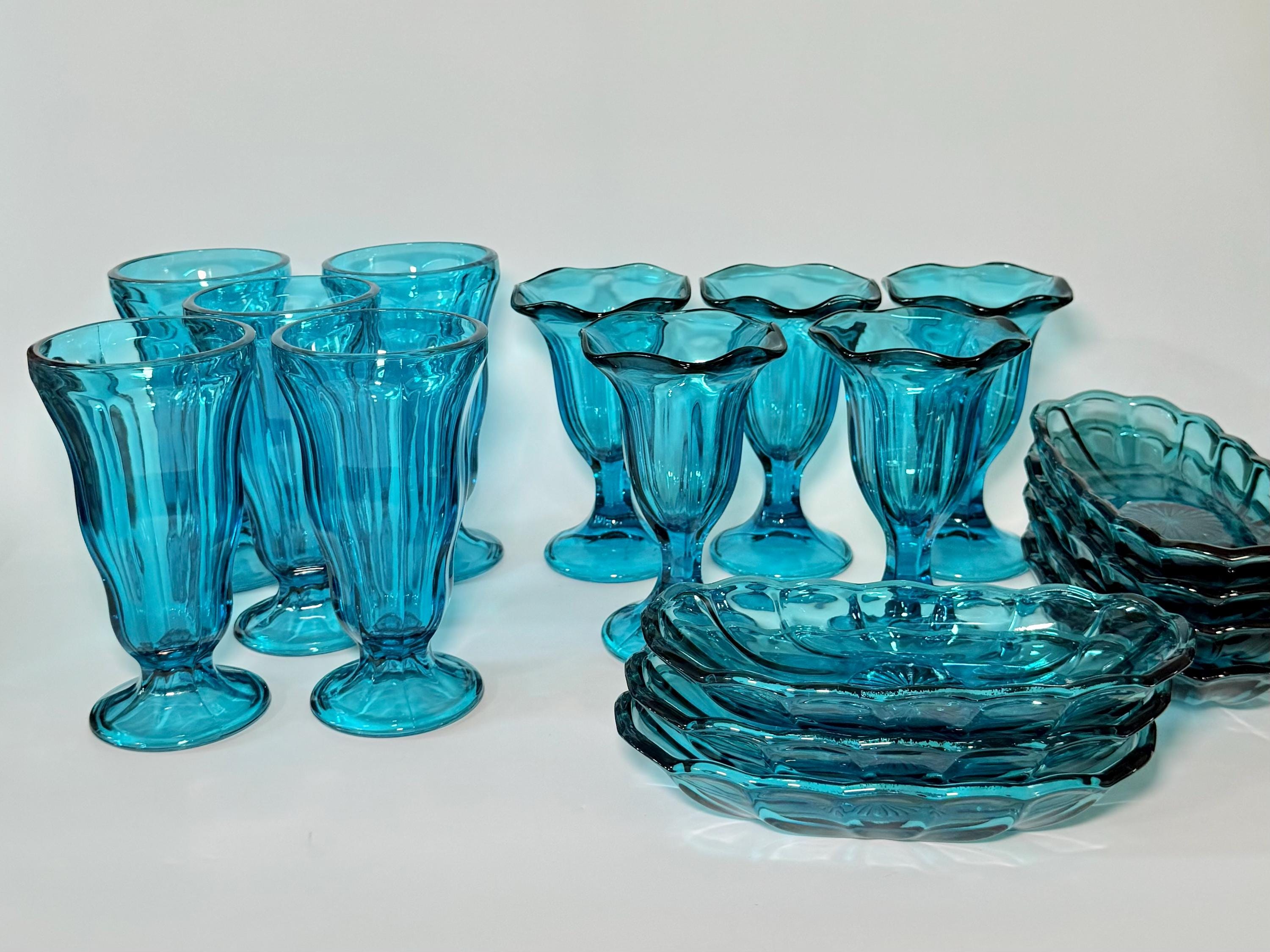 ヴィンテージ アンカーホッキング ターコイズ/ティール アールデコ ヴィンテージ アンカーホッキング ターコイズ/ティール