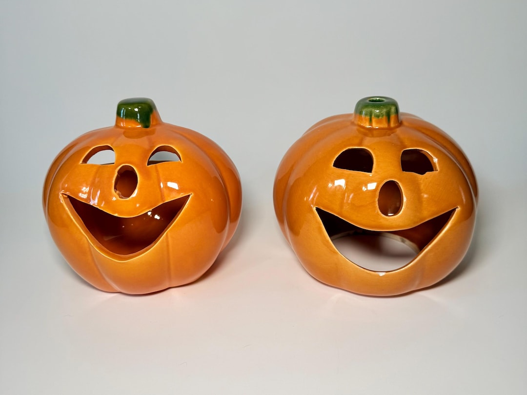Vintage Mccoy Happy Jack-o-lantern Ceramic Pumpkin Luminary- Sold