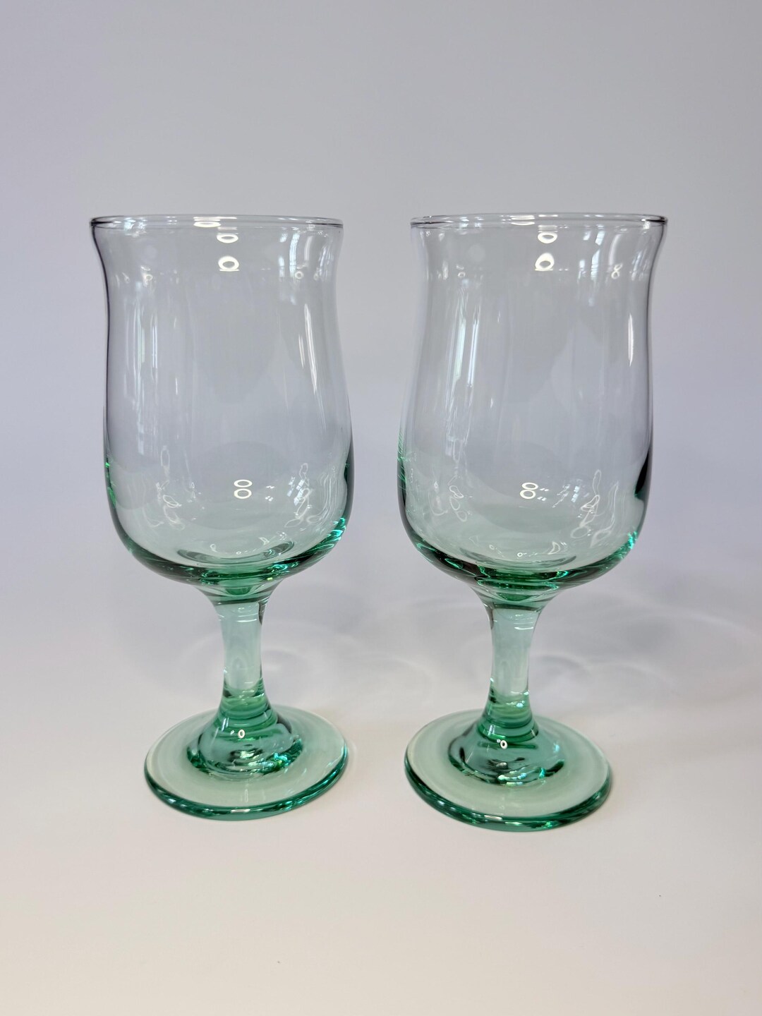Vintage Libbey Spanish Green Tulip Wine or Water Glasses- Set of 2 ...