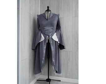 Gray elven fantasy dress inspired by Arwen costume cosplay