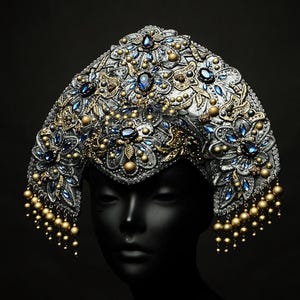 Ethnic Decorative SILVER CROWN KOKOSHNIK Handmade