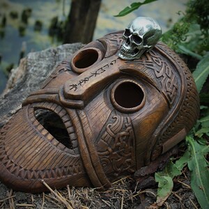 Viking Celtic Mask / Carved Wooden Mask - Etsy