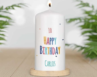 Small candle - Birthday candle Happy Birthday - Personalized with name and age - Birthday gift - Gift for girls & boys