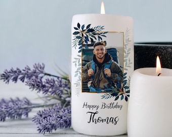 Bougie personnalisée avec photo et nom – idée cadeau d'anniversaire – bougie conique avec impression personnalisée pour filles et garçons