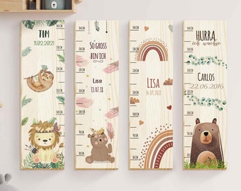 Personalized height chart for children 80 - 140 cm made of wood - personalized with name - For the children's room - Gift for girls & boys