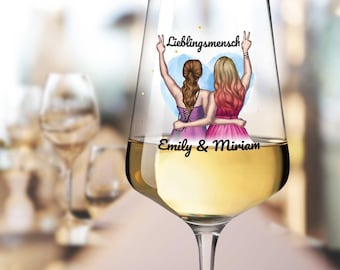 Puccini Weinglas mit UV-Druck - Beste Freundin Konfiguration - Personalisiert mit Name - Geschenk für Freundinnen & Mama - zum Geburtstag