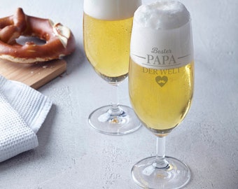 Bierglas mit Gravur - Bester Papa der Welt - Geschenke für Männer - Vatertagsgeschenk - hochwertige Biertulpe - Geburtstagsgeschenk