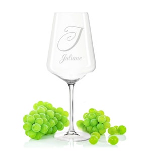 Leonardo Glas mit Gravur – Buchstabe mit Name – Glas-Geschenk für Freundin, Paar, Taufe, Valentinstag und Geburtstagsgeschenke für Frau