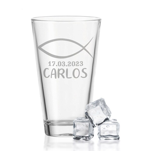 Leonardo water glass with engraving - for communion - personalized with name & date - communion gift for girls and boys