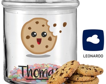 Keksglas mit UV-Druck - Happy Cookie - Vorratsdose personalisiert mit Namen - Keksdose Bonbonglas mit luftdichtem Deckel für Süßigkeiten