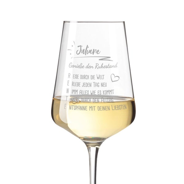 Personalisiertes Weinglas mit Gravur - Genieße den Ruhestand - Personalisiert mit Namen - Personalisierte Geschenke für Frauen & Männer