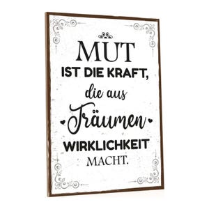GRAVERINGSLIJN houten bord met spreuk – Moed is de kracht – Gepersonaliseerd & Motiverend – Cadeau voor zelfstandigen – Wanddecoratie