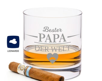 Whiskyglas mit Gravur - Bester Papa der Welt - Geschenke für Männer - Vatertagsgeschenk - Geburtstagsgeschenk - zum Vatertag