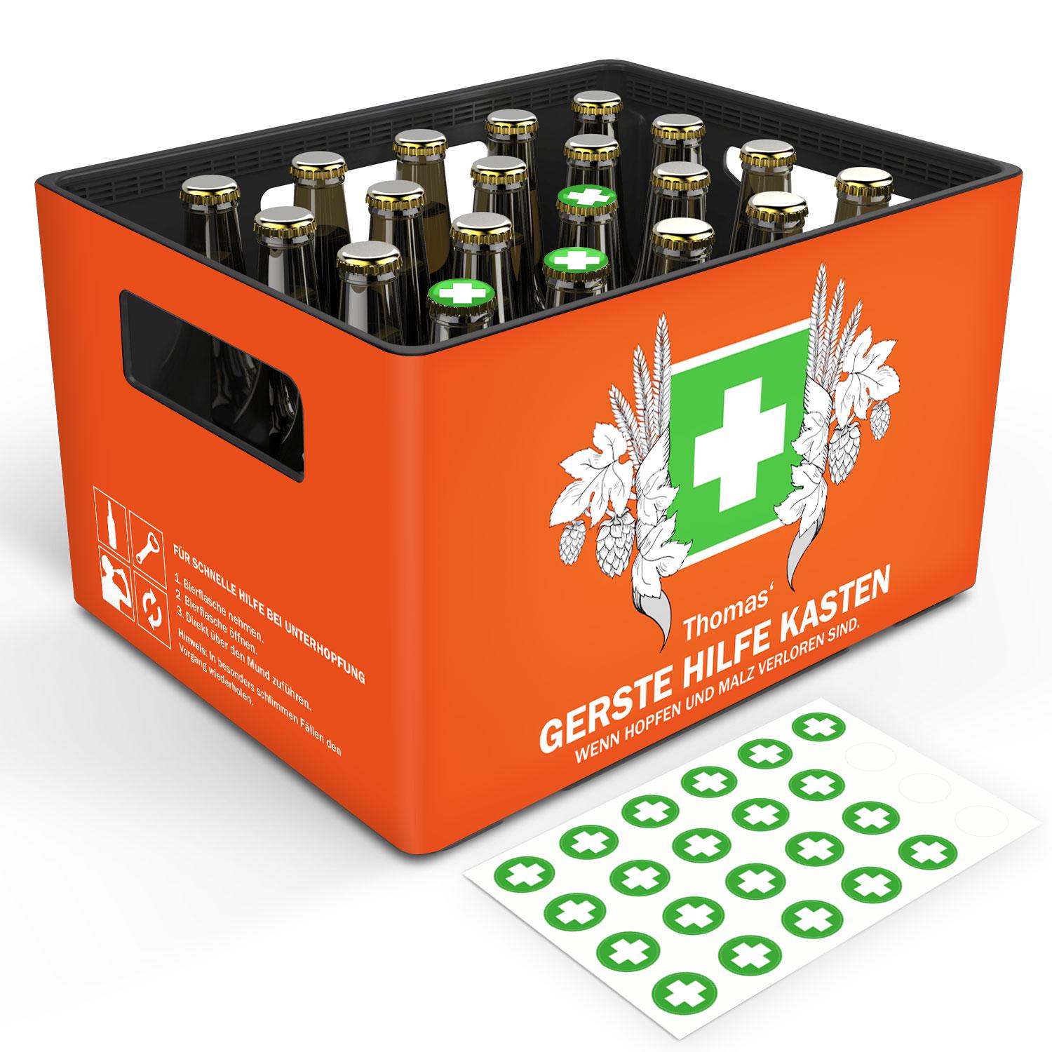 Beer crate banderole - Barley Help - Personalized with name and photo + 24 lid stickers - Gift for men for Father's Day & birthday