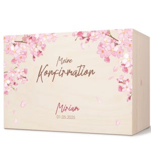 Caja de recuerdos para bebé – Caja de madera personalizada con nombre – Regalos de bautizo para nacimiento – Regalo para niñas y niños – Diseño de flor de cerezo