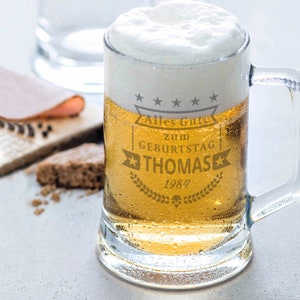 Personalisierter Bierkrug mit Gravur - Happy Birthday - Geschenke für Männer - Geburtstagsgeschenk - Vatertagsgeschenk - zum Vatertag