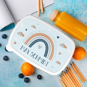 Boîte à lunch arc-en-ciel pour enfants - Boîte à lunch personnalisée - pour enfants - avec nom - Cadeau pour la rentrée scolaire, la communion ou le baptême