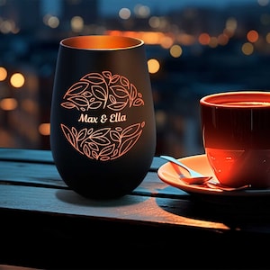 Personalisiertes Windlicht mit Gravur - Nature Love - mit Namen - Geschenk für Sie & Ihn - Geburtstagsgeschenk - für Paare und Verliebte