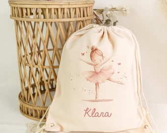 Gepersonaliseerde sporttas voor de eerste schooldag - ballet - sporttas met naam - jute tas - sporttas - wisselkleding - school - kinderen