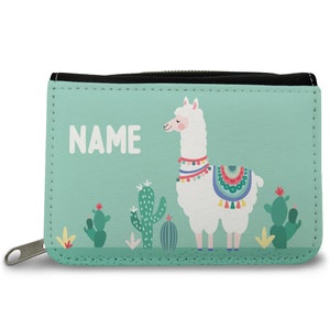 Cartera infantil personalizada con nombre – Diseño de llama – Regalo para la matrícula escolar y cumpleaños – Regalos para niños y niñas