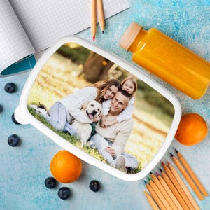 Boîte à lunch personnalisée avec photo - Personnalisée avec nom et photo - Boîte à lunch pour enfants - Cadeau pour anniversaire, inscription scolaire, communion
