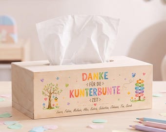 Scatola di fazzoletti personalizzata con testo a scelta - regalo di commiato per educatori e insegnanti - regalo di addio per asili nido e scuole materne