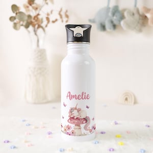 Gourde personnalisée - Licorne endormie - avec prénom - Gourde enfant - Cadeau de rentrée scolaire - Bouteille isotherme
