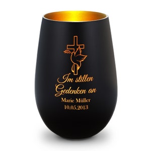 Personalized lantern with engraving In silent remembrance with name & date mourning light grave decoration grave light in remembrance Schwarz / Gold