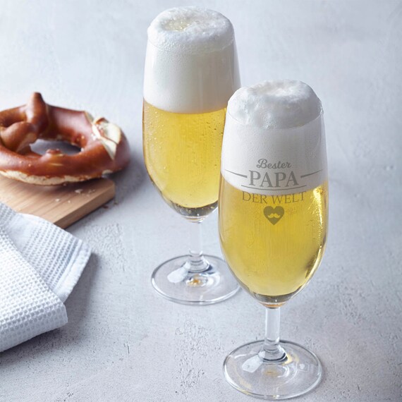 Bicchiere da birra con incisione - Il miglior papà del mondo - Regali per uomo - Regalo per la festa del papà - Tulipano da birra di alta qualità - Regalo di compleanno - Italia