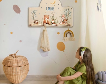 Personalized children's wardrobe - tents - with name - children's room - wooden coat hooks - for girls & boys - children's wardrobe