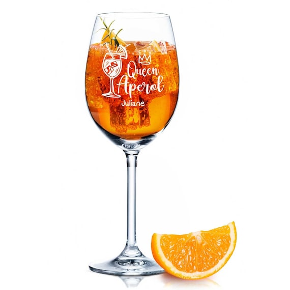 Aperol Spritz Glas - Queen Aperol - Personalisiertes Geschenk mit Gravur - Einzigartiges Aperitif Geschenk für die Beste Freundin oder Frau